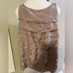 [M]Elieen Fisher Blush Pink  Ruffle Tiered Silk Tank Top